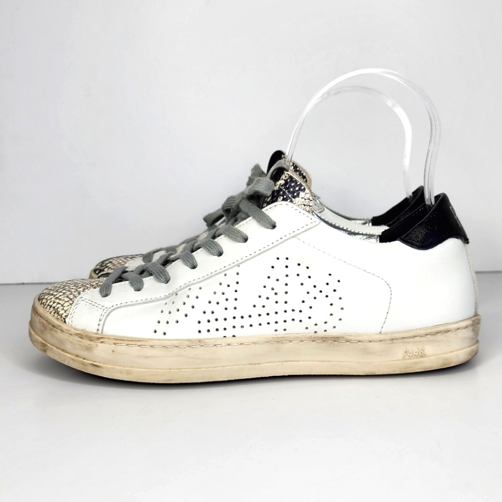 P448 John Sneakers Silver Python Snake Skin Eu 36… - image 1